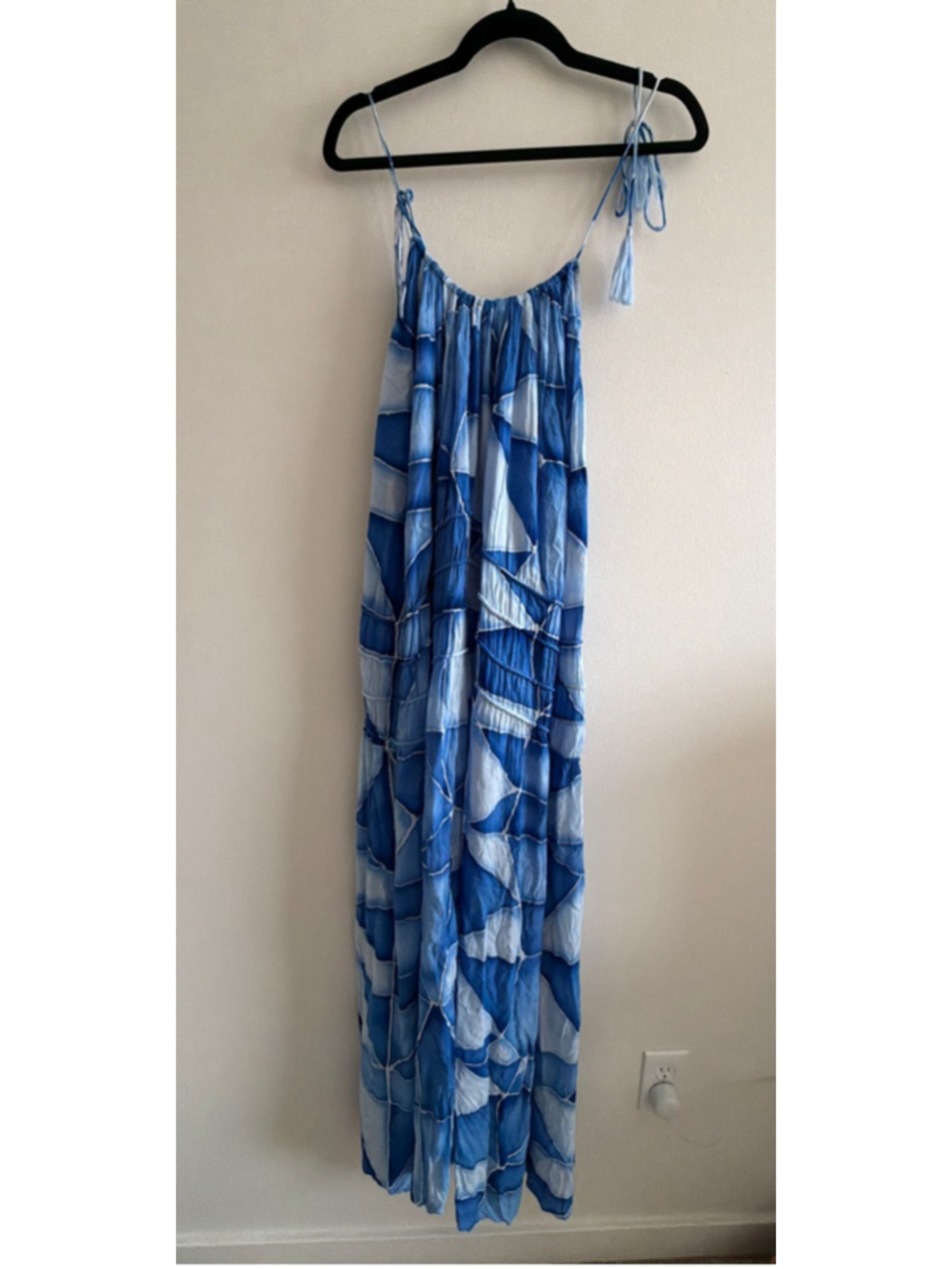 Women's INDAH Blue & White Geometric Maxi Dress XS